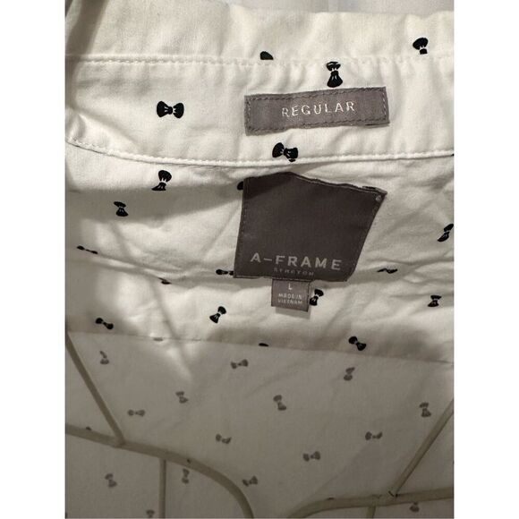 Men’s A-Frame Shirt Blue and White Stretch Regular Long Sleeve Button-Up Size la - Picture 5 of 7